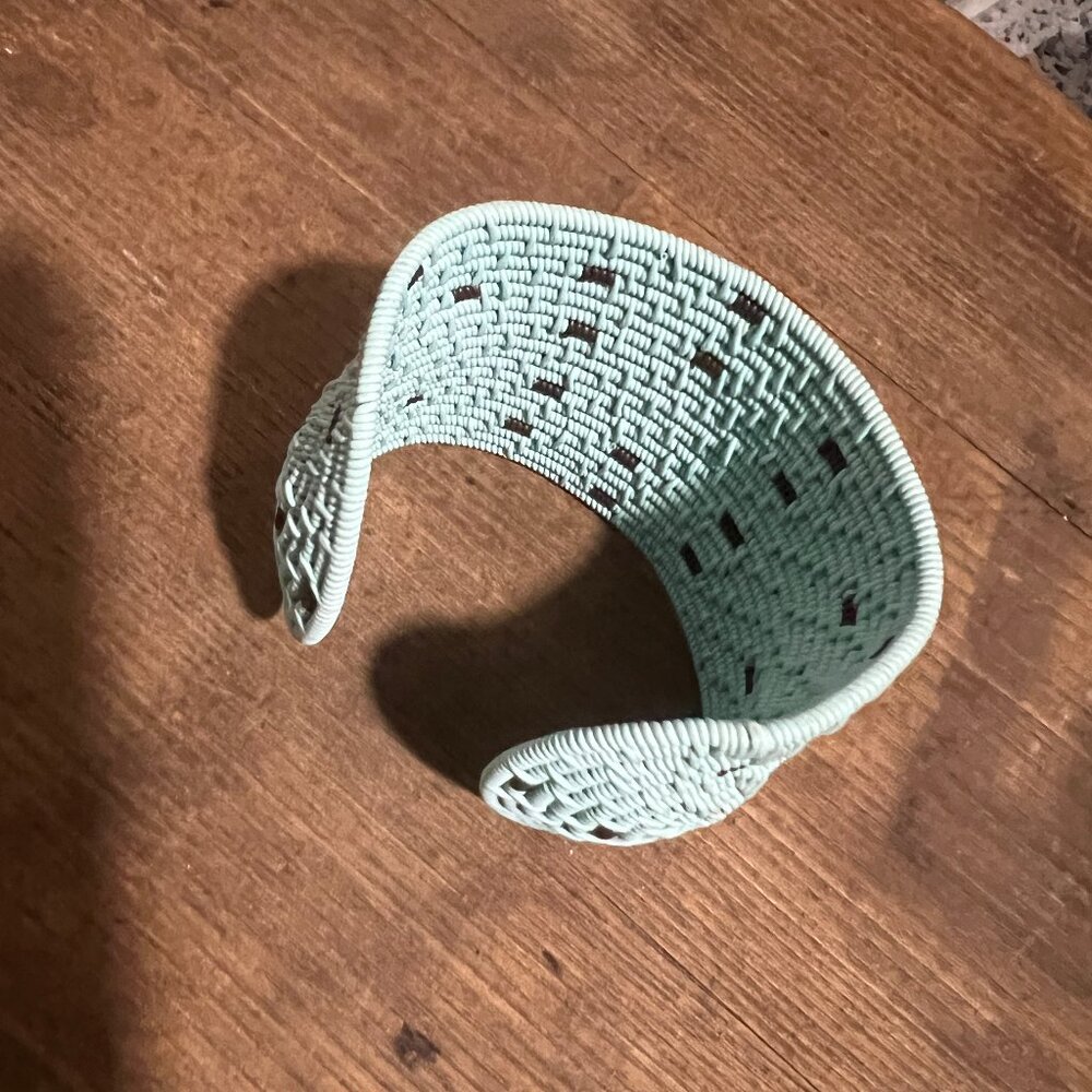 Baby Blue Woven Wire Cuff Bracelet